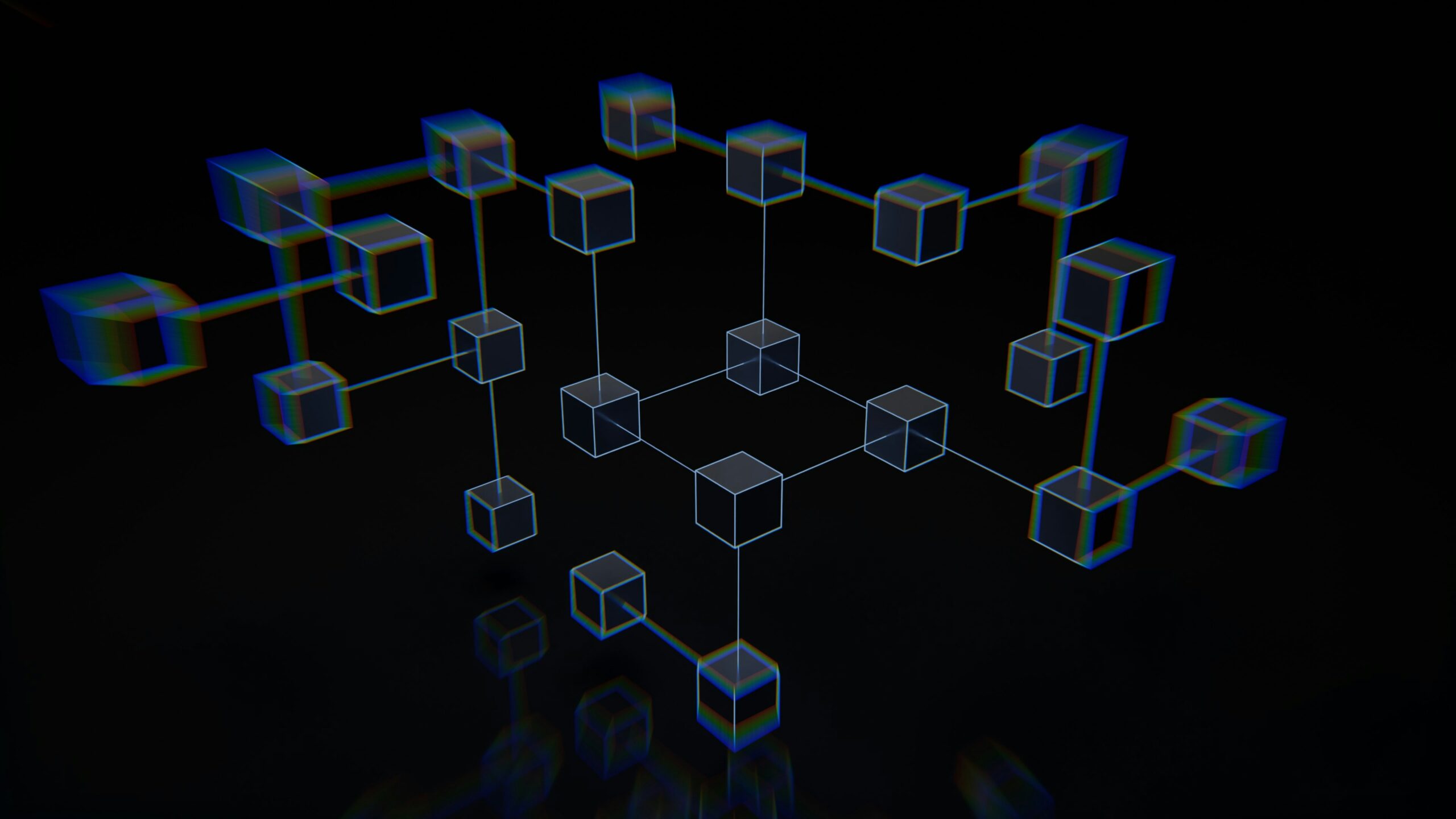 Representación visual de una red de datos y conexiones entre nodos