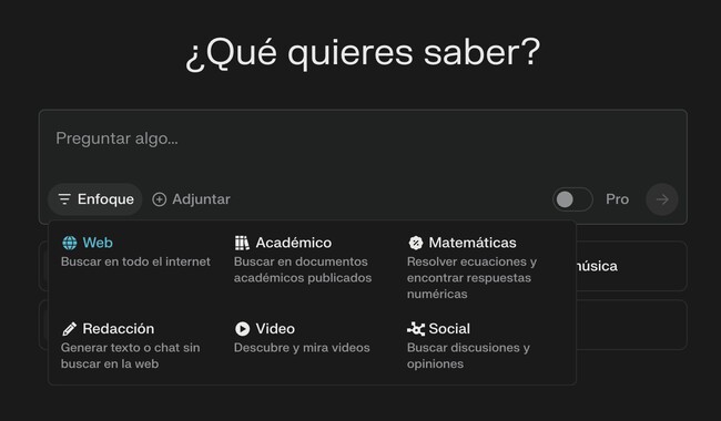 Pantalla mostrando una respuesta de Perplexity con citas a fuentes